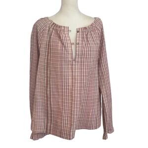 Plaid Women's Blouse - Pink shimmer Checkered